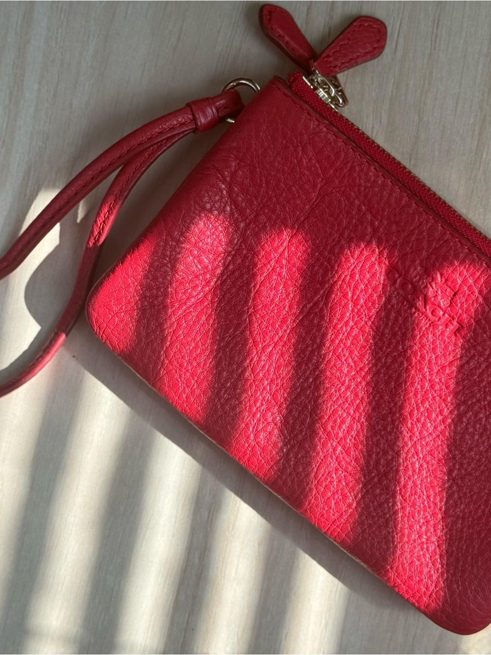 Coach Red Pebbled Leather Wristlet Clutch